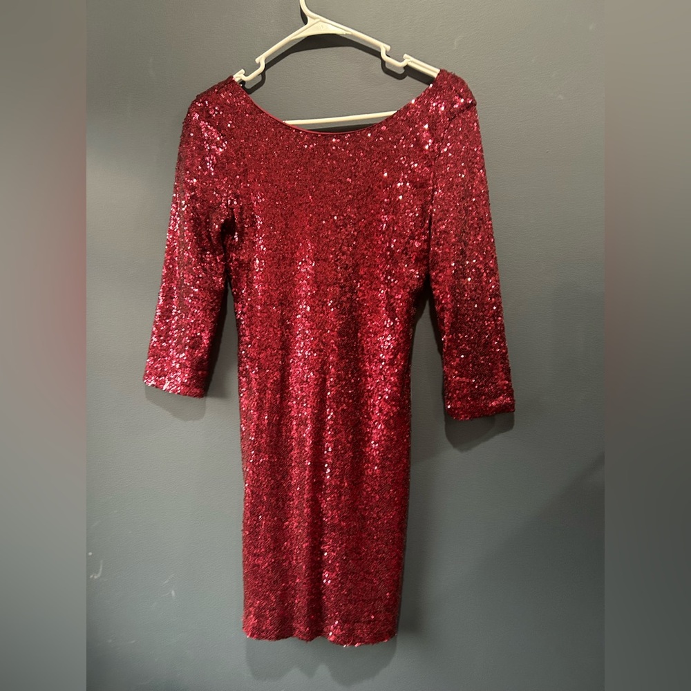 Crystal Doll Sparkling Ruby Long Sleeve Dress